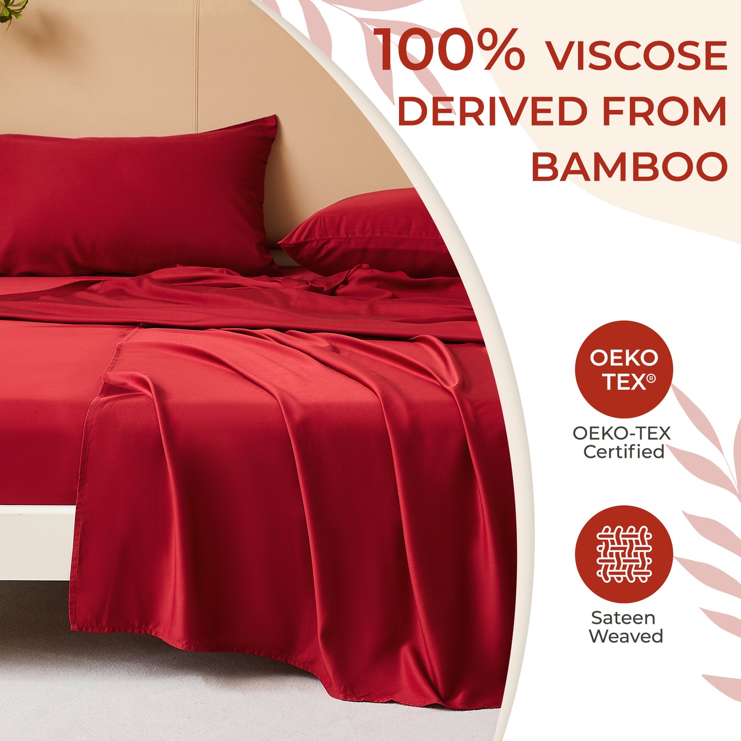 Bedmoon 4-piece Summer Cooling Bed Sheets,100% Viscose Derived from Bamboo