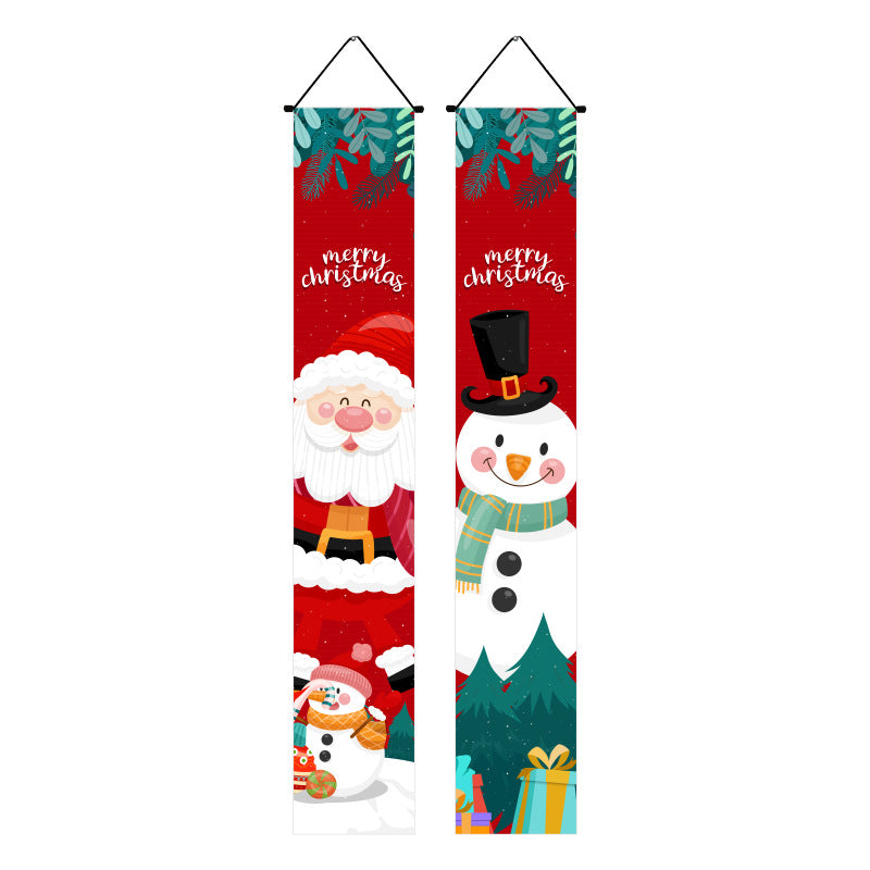 Last Day 69% OFF - Christmas Decorations Door Cover Outdoor Yard Front Porch Santa Hanging Banners Couplet