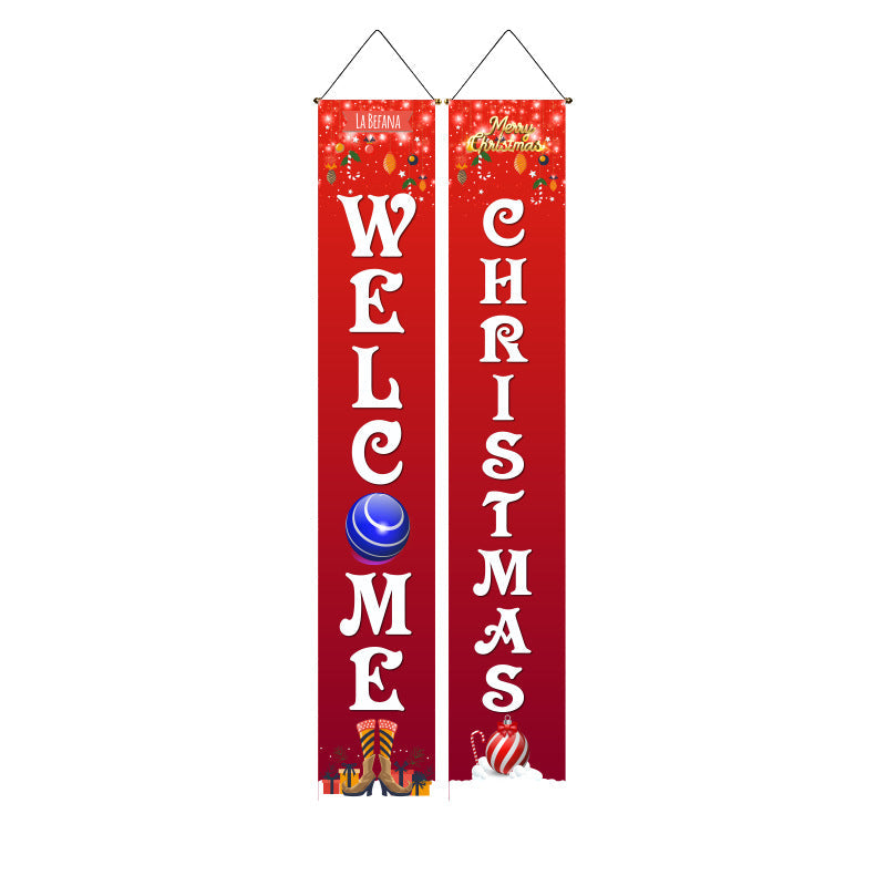 Last Day 69% OFF - Christmas Decorations Door Cover Outdoor Yard Front Porch Santa Hanging Banners Couplet