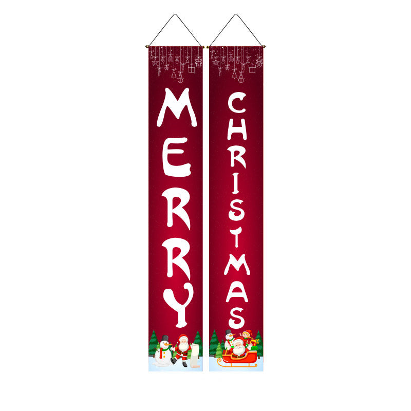 Last Day 69% OFF - Christmas Decorations Door Cover Outdoor Yard Front Porch Santa Hanging Banners Couplet