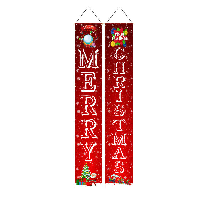 Last Day 69% OFF - Christmas Decorations Door Cover Outdoor Yard Front Porch Santa Hanging Banners Couplet