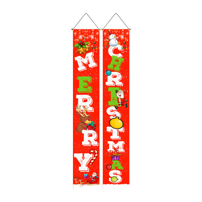 Last Day 69% OFF - Christmas Decorations Door Cover Outdoor Yard Front Porch Santa Hanging Banners Couplet