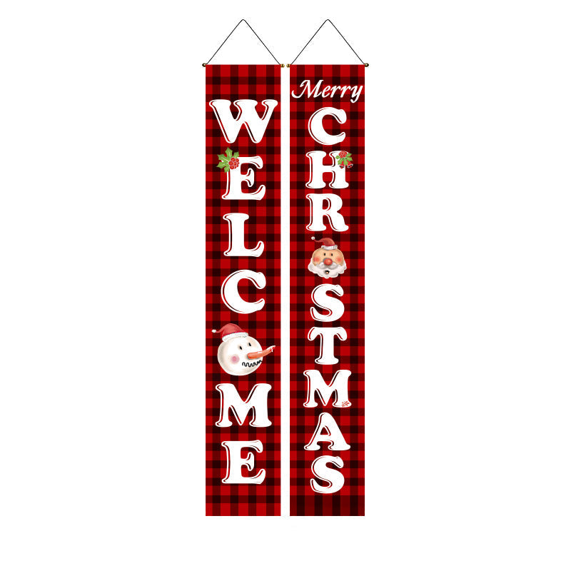 Last Day 69% OFF - Christmas Decorations Door Cover Outdoor Yard Front Porch Santa Hanging Banners Couplet