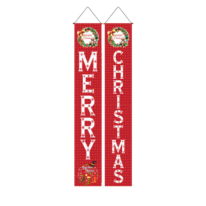 Last Day 69% OFF - Christmas Decorations Door Cover Outdoor Yard Front Porch Santa Hanging Banners Couplet