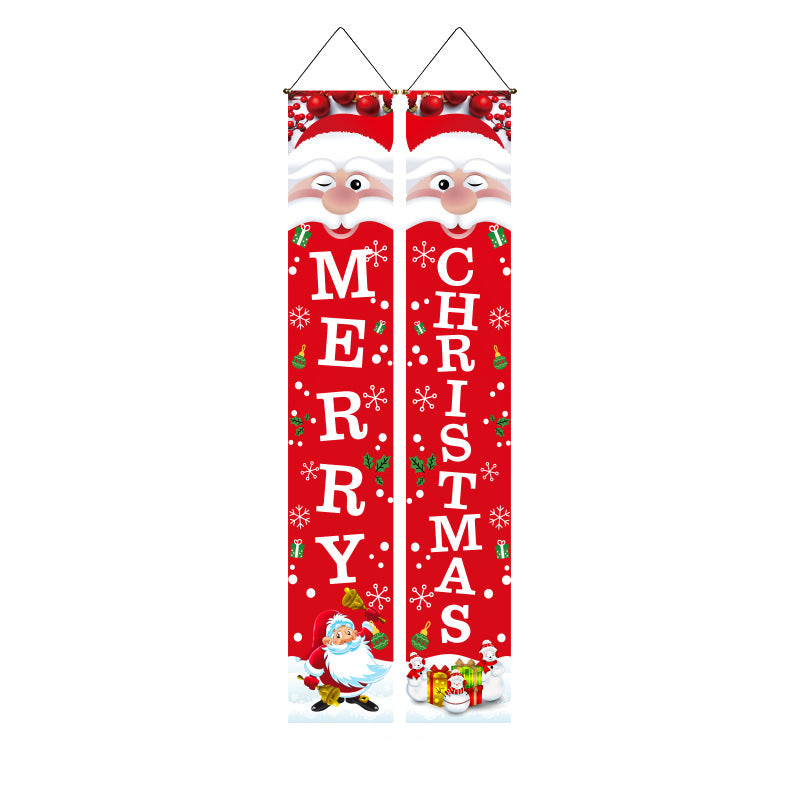 Last Day 69% OFF - Christmas Decorations Door Cover Outdoor Yard Front Porch Santa Hanging Banners Couplet