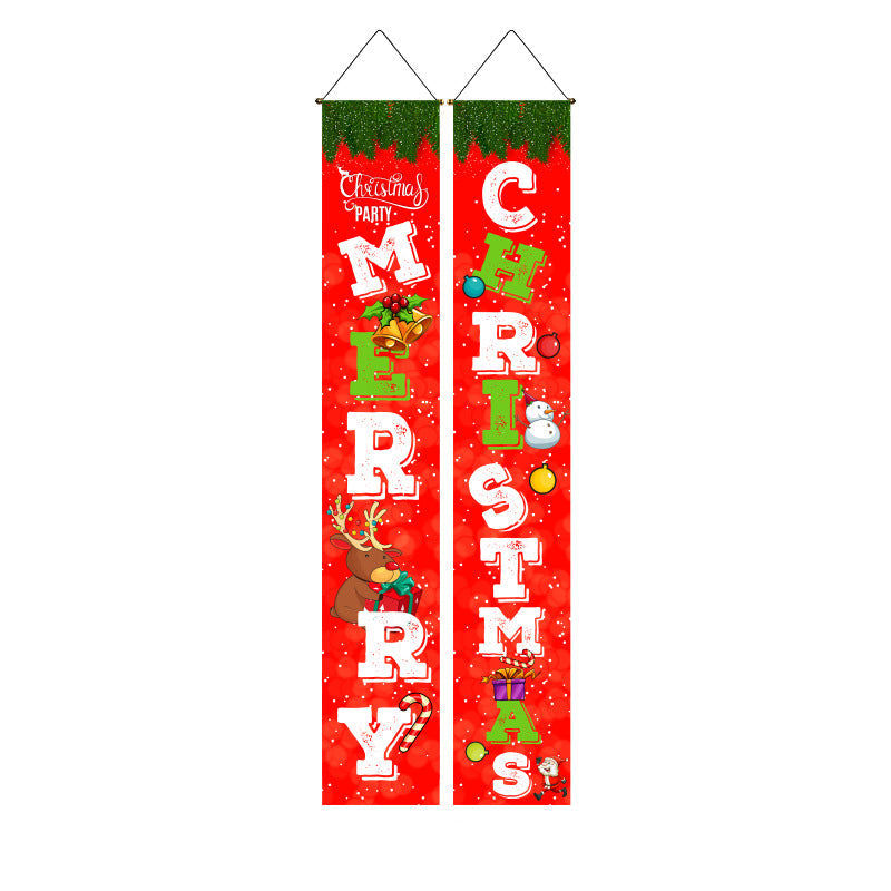 Last Day 69% OFF - Christmas Decorations Door Cover Outdoor Yard Front Porch Santa Hanging Banners Couplet