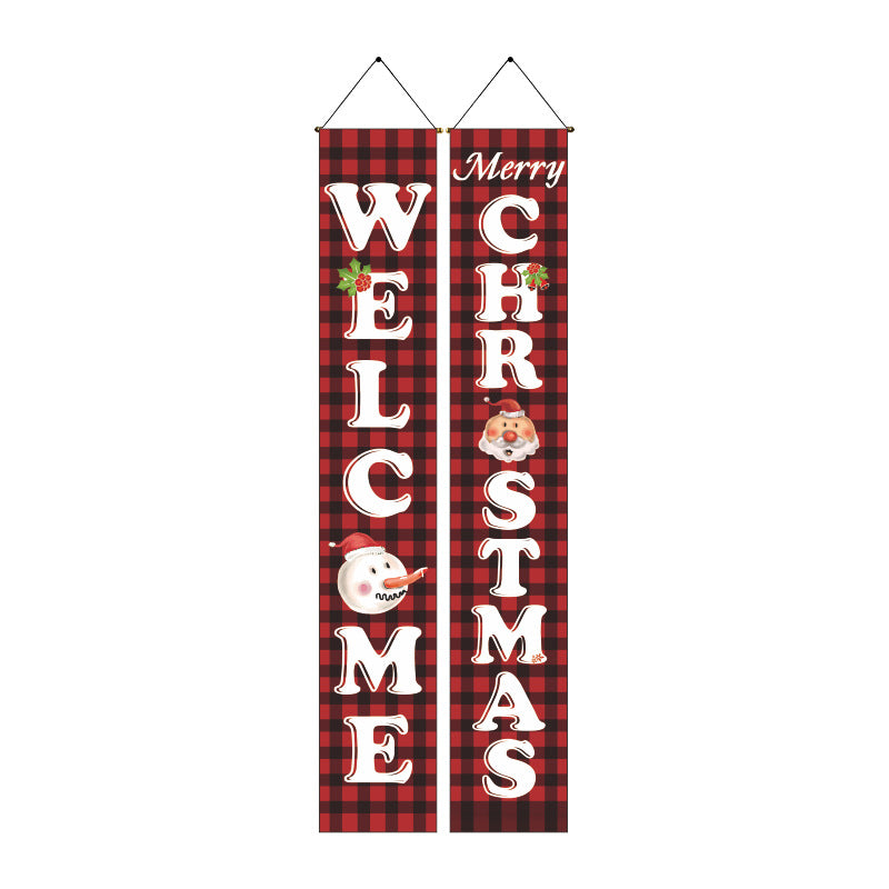 Last Day 69% OFF - Christmas Decorations Door Cover Outdoor Yard Front Porch Santa Hanging Banners Couplet