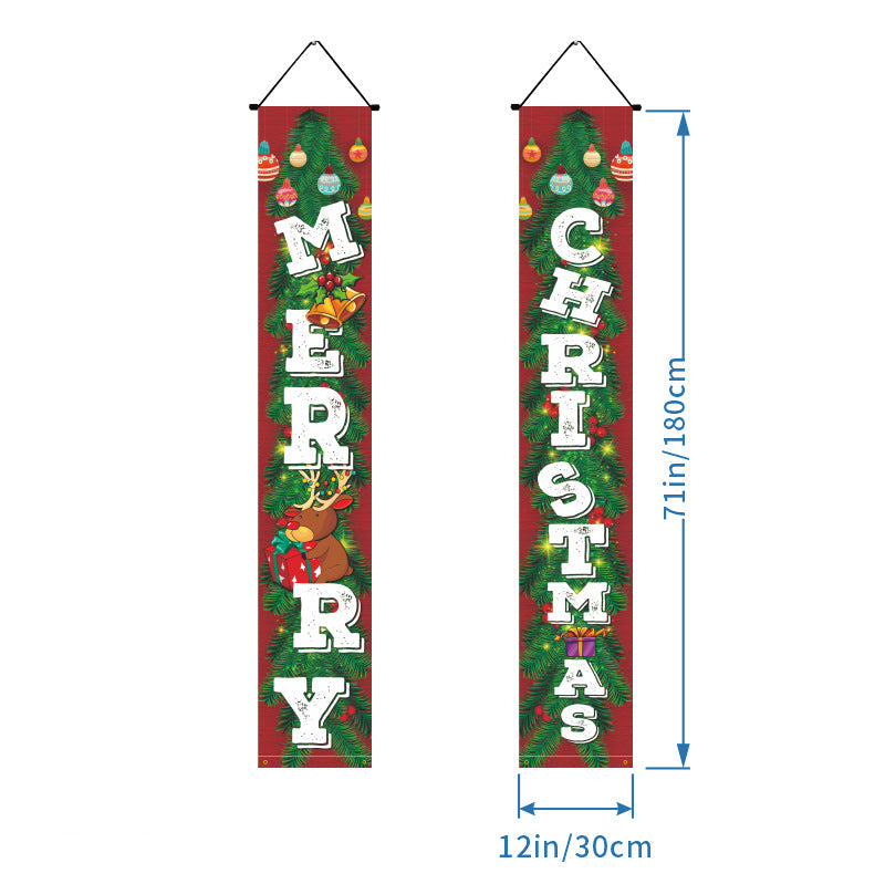 Last Day 69% OFF - Christmas Decorations Door Cover Outdoor Yard Front Porch Santa Hanging Banners Couplet