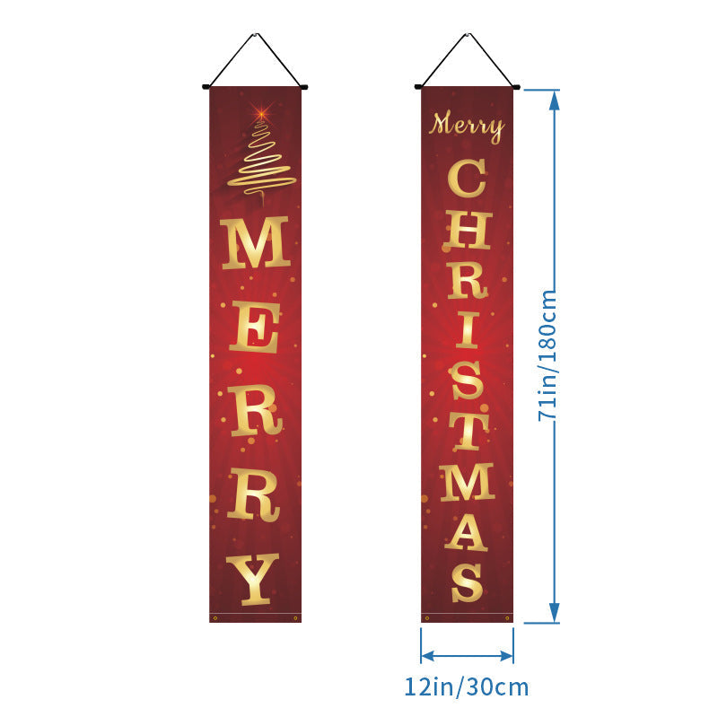 Last Day 69% OFF - Christmas Decorations Door Cover Outdoor Yard Front Porch Santa Hanging Banners Couplet