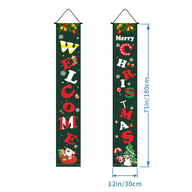 Last Day 69% OFF - Christmas Decorations Door Cover Outdoor Yard Front Porch Santa Hanging Banners Couplet