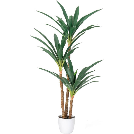 Fun Memories® 4.7ft Faux Agave Tree Artificial Plant with 3 Heads in Plastic Pot for Indoor/Outdoor Decor