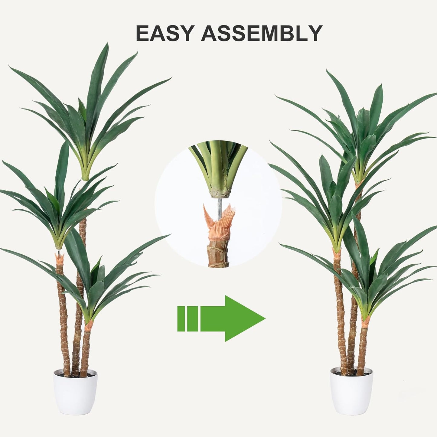 Fun Memories® 4.7ft Faux Agave Tree Artificial Plant with 3 Heads in Plastic Pot for Indoor/Outdoor Decor