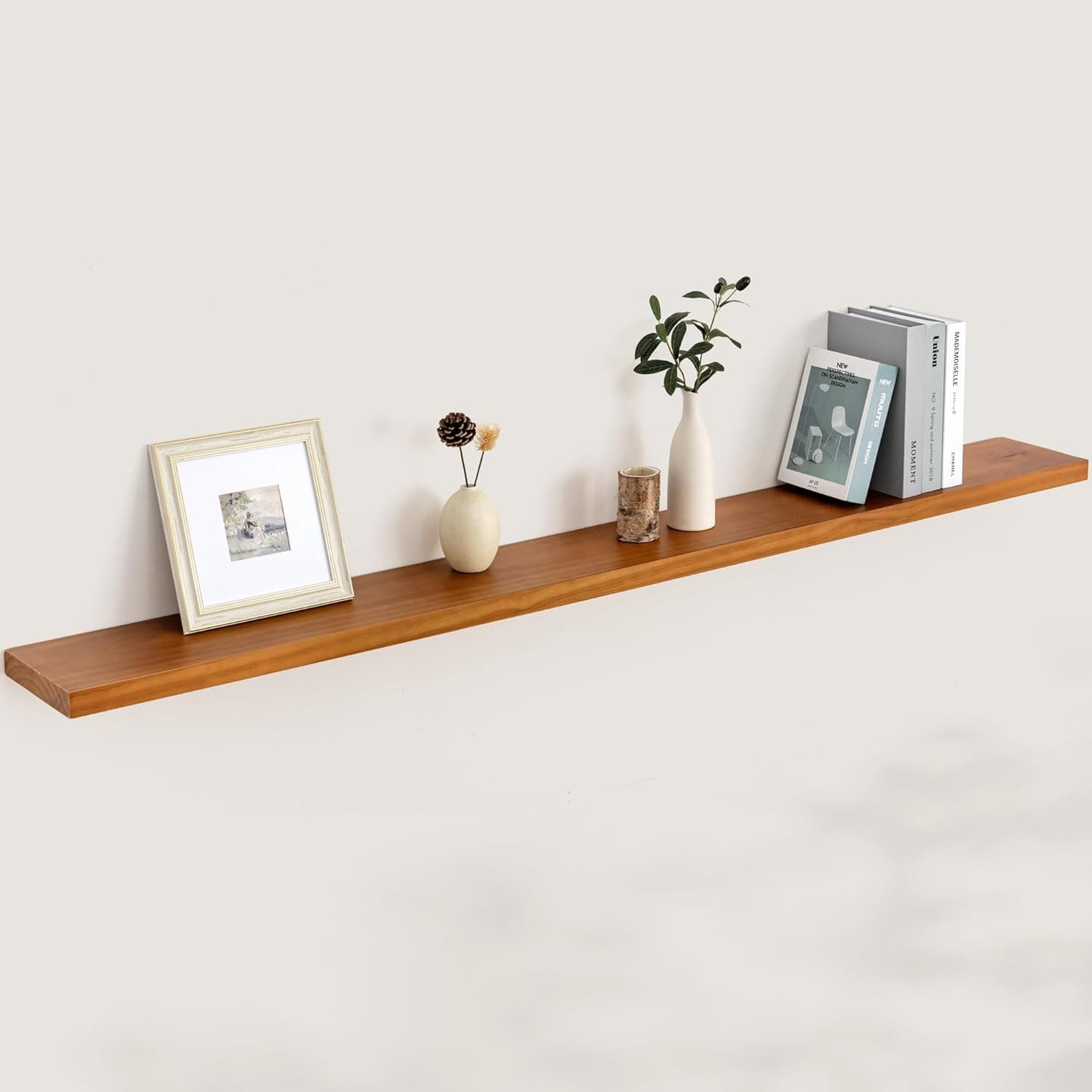 America 8 Inch Deep Rustic Solid Pine Wood Floating Shelves for Storage