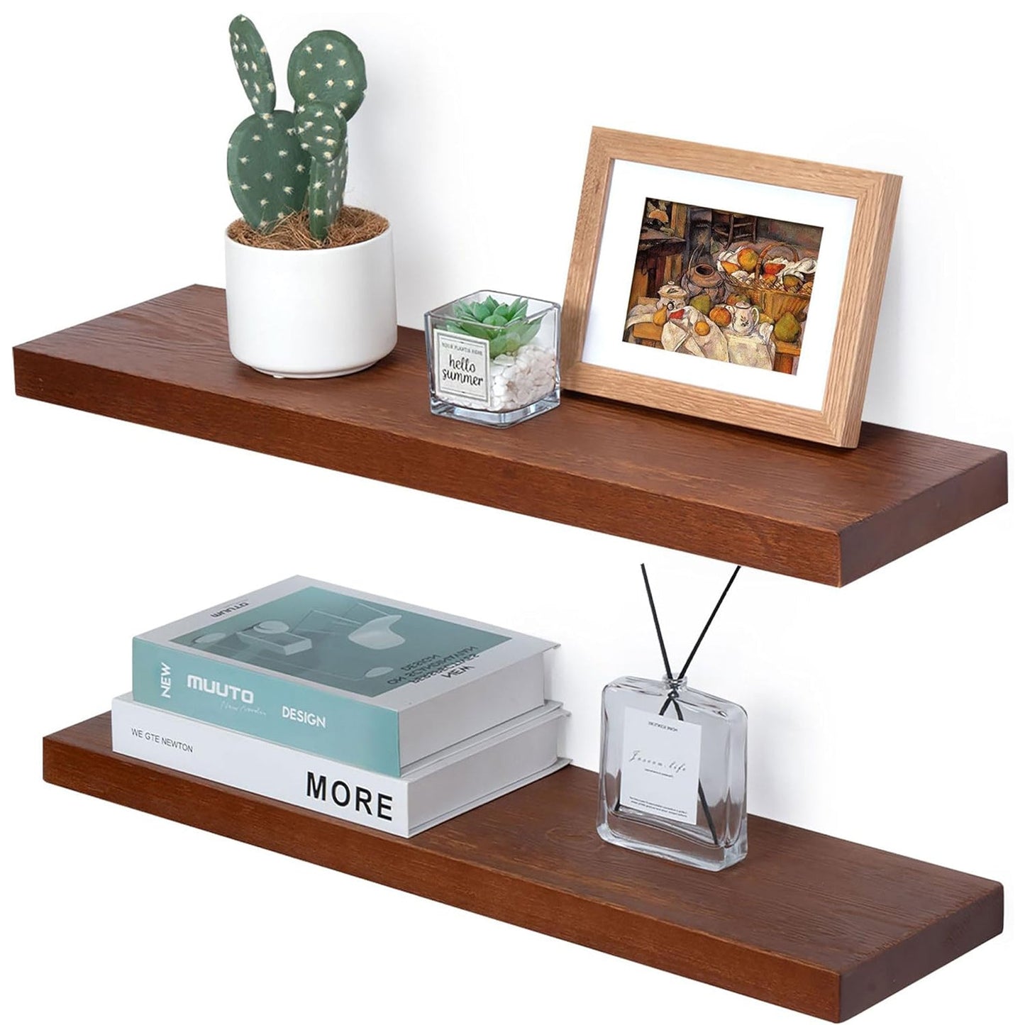 America 6.7" Deep Natural Wood Floating Shelves