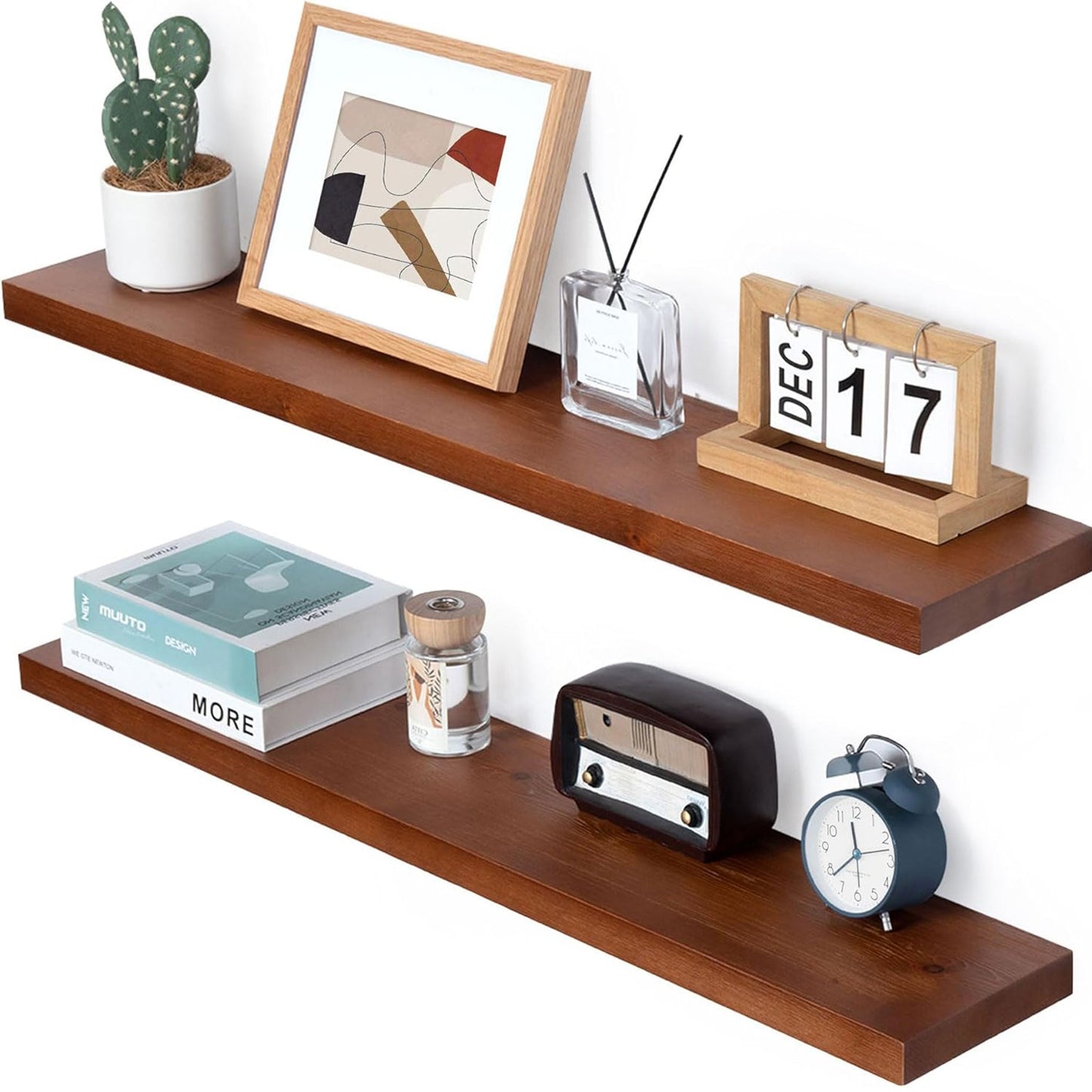 America 6.7" Deep Natural Wood Floating Shelves