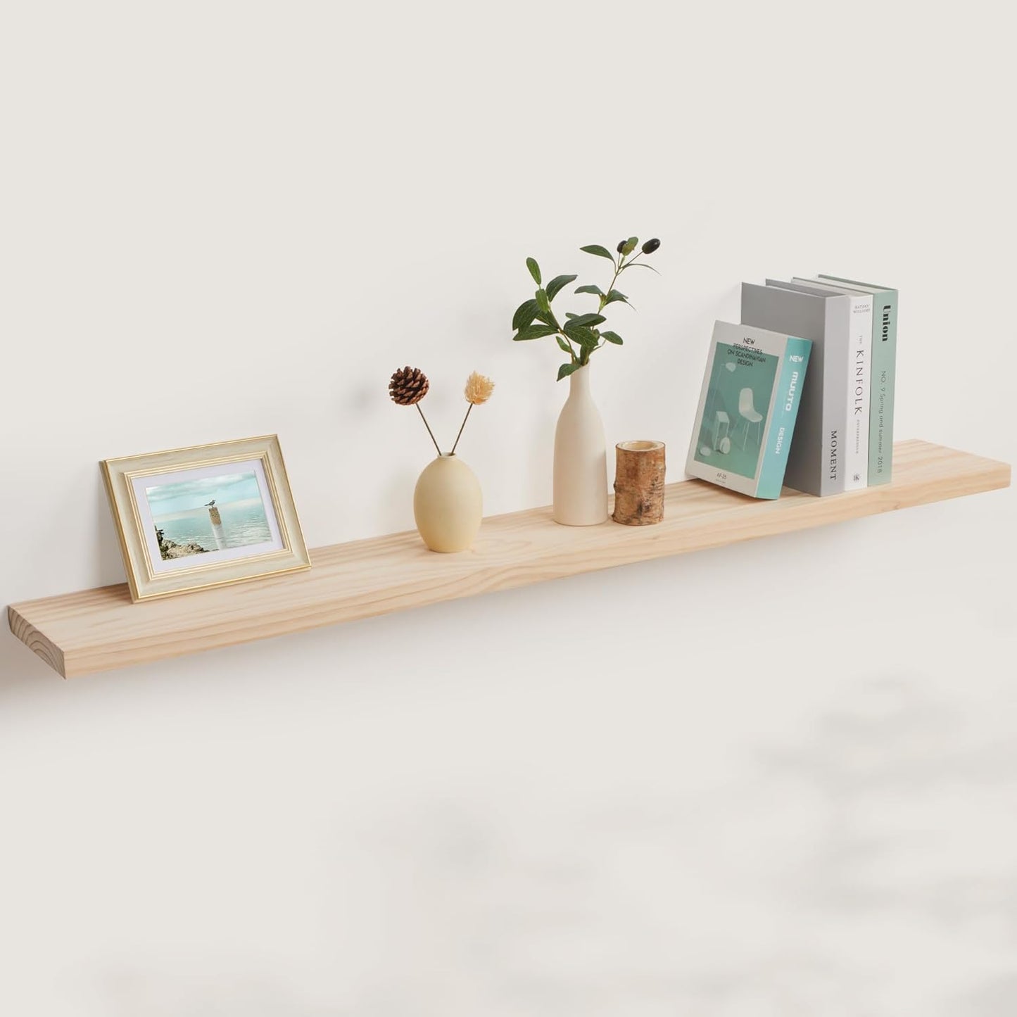 America 8 Inch Deep Rustic Solid Pine Wood Floating Shelves for Storage