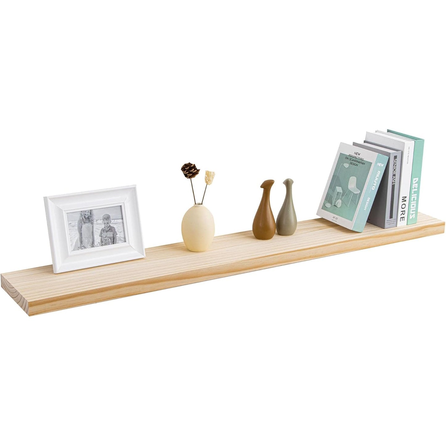 America 8 Inch Deep Rustic Solid Pine Wood Floating Shelves for Storage