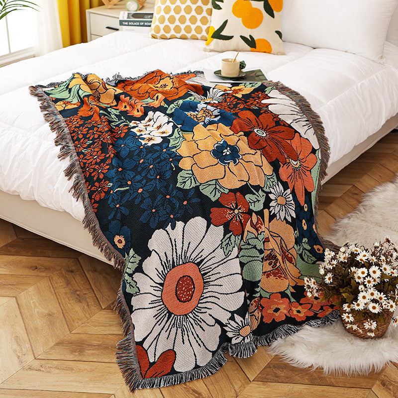 American Country Flowers Sofa Cover Home Decor Tapestry Camping Blanket