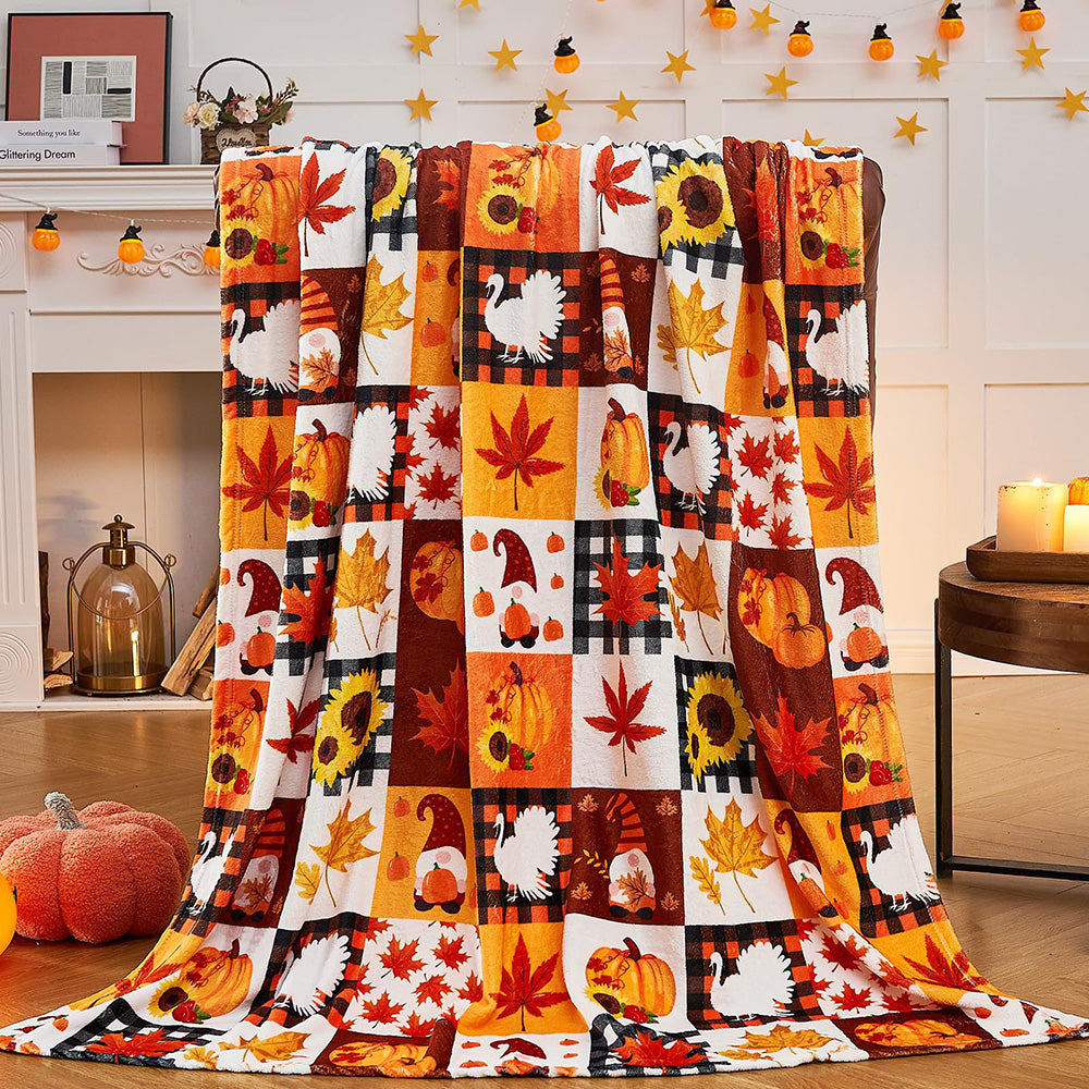 🔥Last Day 69% OFF - Merry Christmas 3D Printed Flannel Pumpkin Plaid Blanket