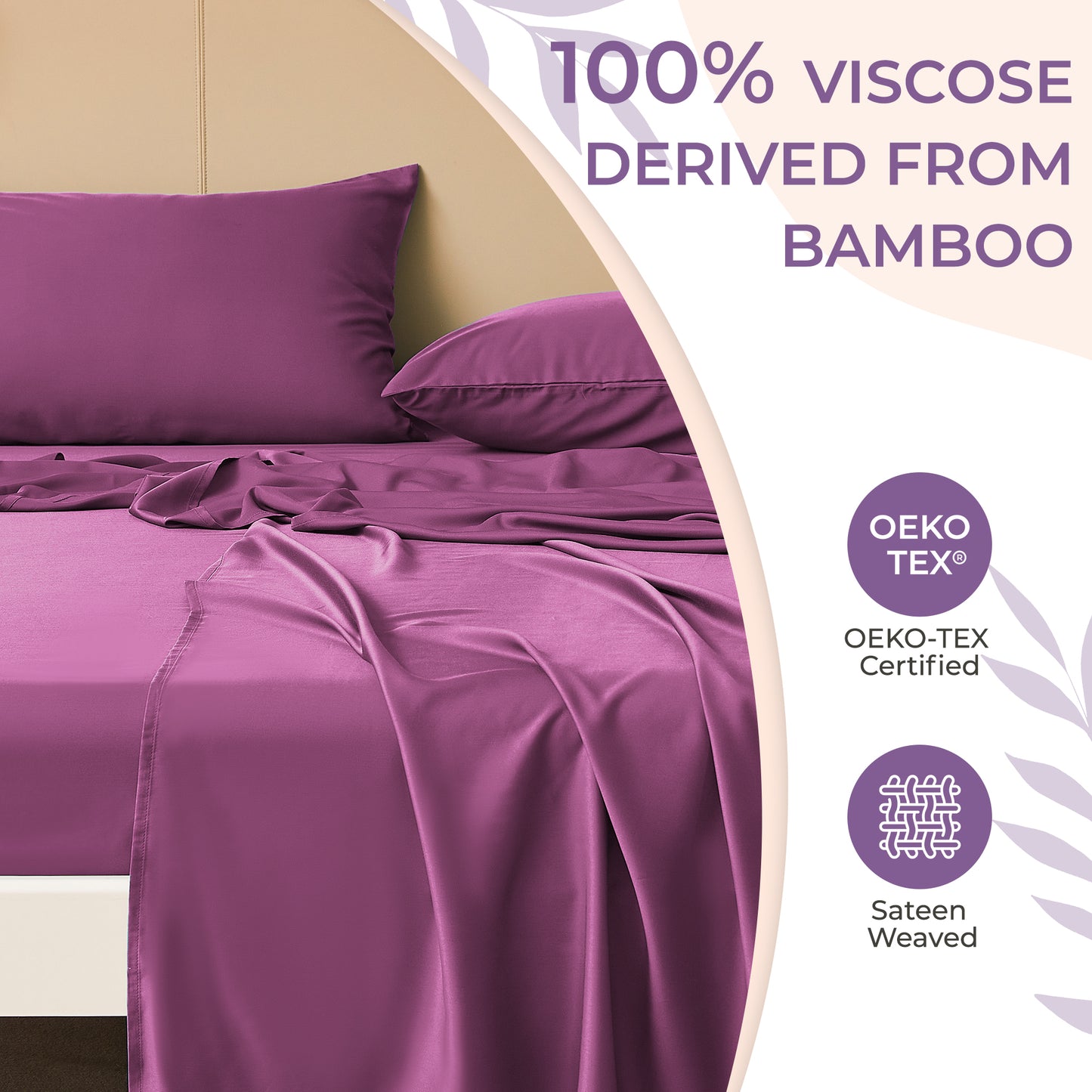 Bedmoon 4-piece Summer Cooling Bed Sheets,100% Viscose Derived from Bamboo